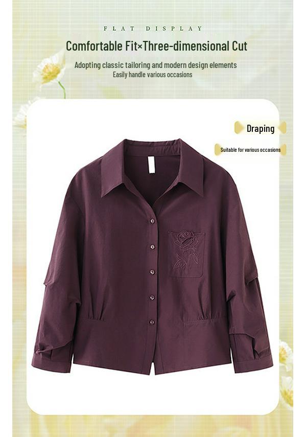 Spring 2026 Elegant Plus Size Shirt for Middle-Aged & Elderly Women - Loose, Fashionable, Versatile, and Lightweight Top