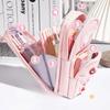 6 Pockets Cartoon Pen Box Large Capacity Organizer Storage Bag 3 Layers Pencil Case  Girls