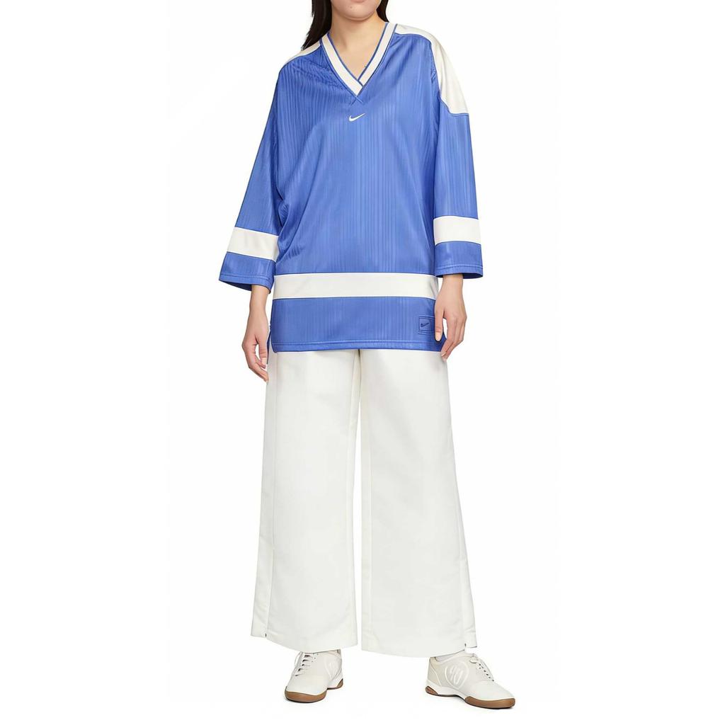 Nike Sportbekleidung Color Block Gestreiftes V-Ausschnitt Locker Geschnitten Raglanärmel T-Shirt Damen Oberteile IF0320-460