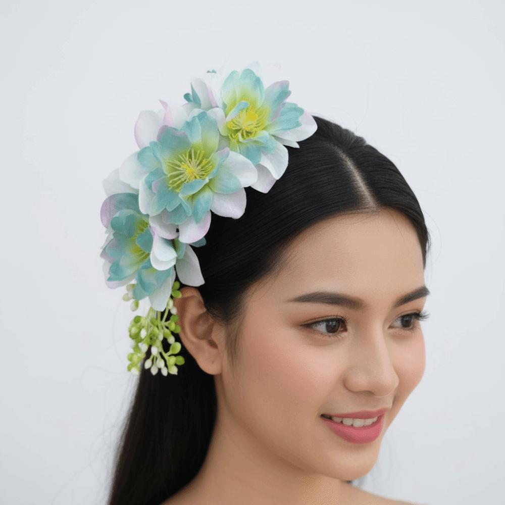 Sweet Flower Hair Comb Ethnic Style Thailand Thai Hair Accessories Side Clip Fixed Combs Bohemian Hairpin