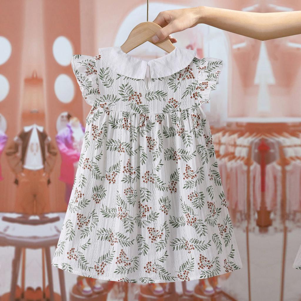 Girls Summer Floral Princess Dress Kids Stylish Fashion Casual Short Sleeve Mini Dress