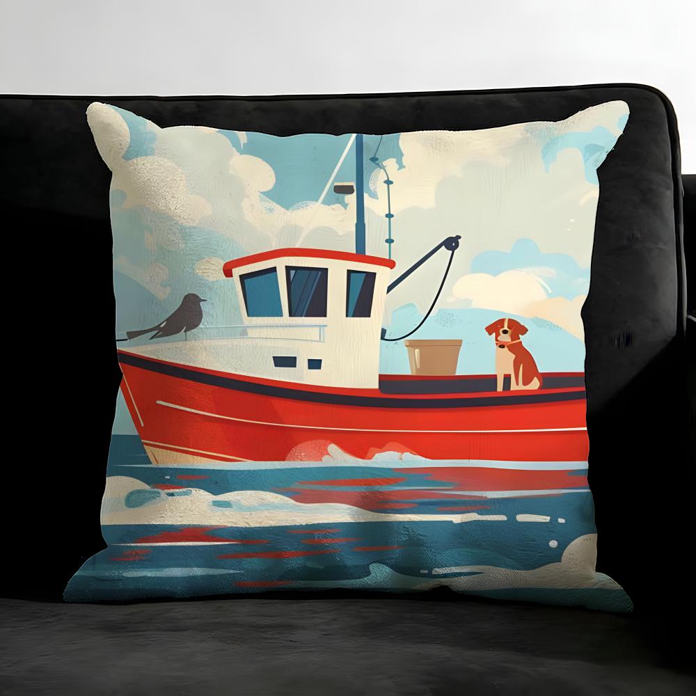 Ships Cushion Cover Pillowcase Ultra Soft Skin Friendly Fabric Cloud Like Comfort & Concealed Zipper