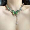 Adjustable Tassel Crystal Necklace Exaggerated Women's Choker Rhinestone Butterfly Necklace  Gifts