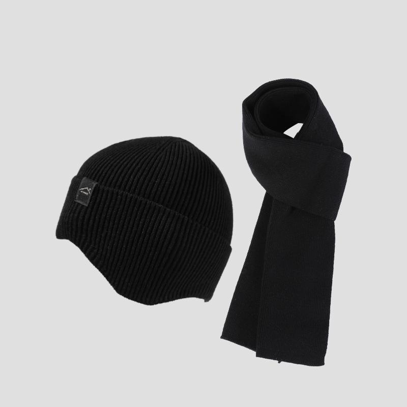 Thin Knitted Hat Scarf Kit Autumn Winter Outdoor Sports Ear Protection Warm Pullover Wool Hat for Men
