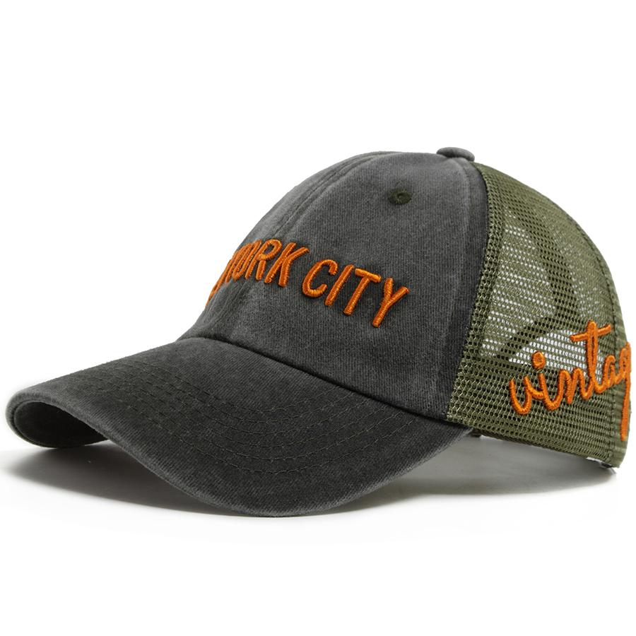 

Бейсболка с вышивкой NEW YORK CITY Мужская летняя кепка из сетки Женская кепка-снэпбек Боковая винтажная надпись Хип-хоп тракерская кепка Унисекс зелёный