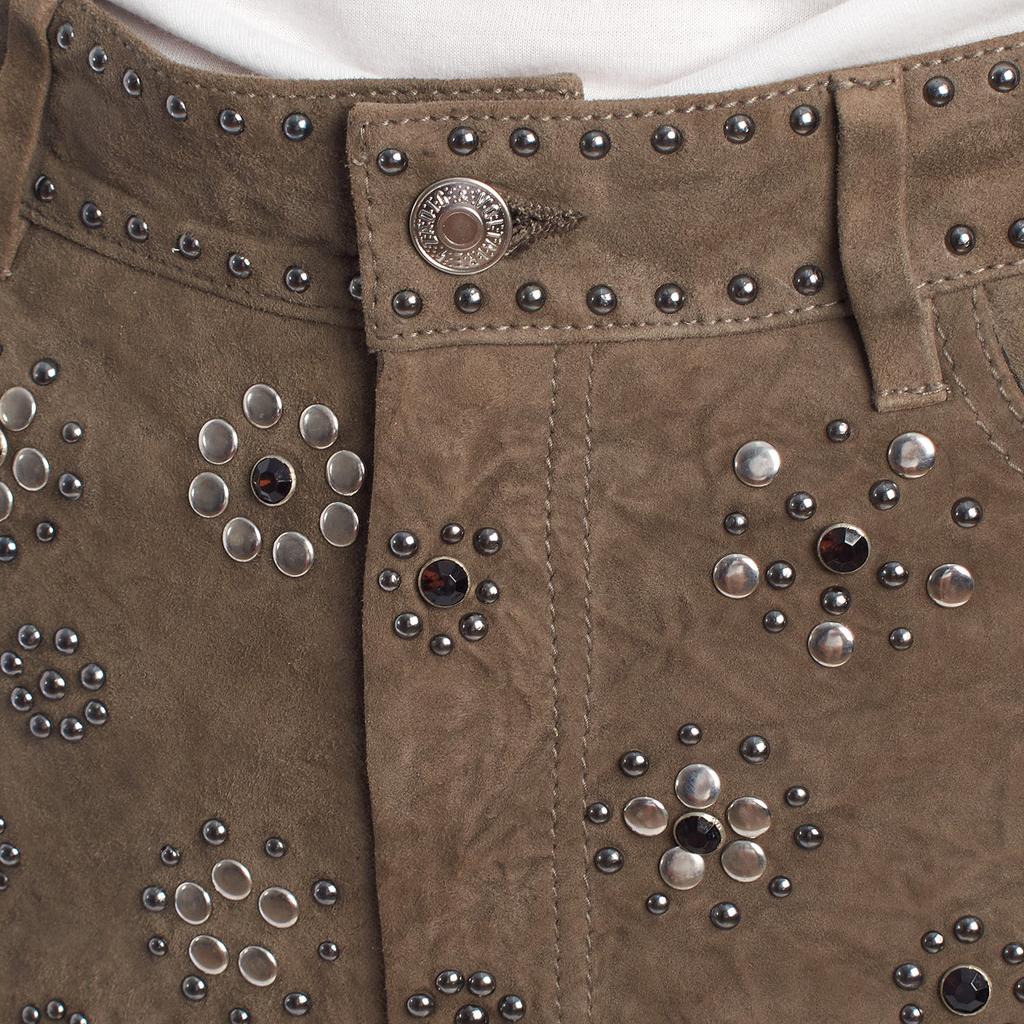 Suede Shorts with Metal Appliqués RWBS00020 for Women