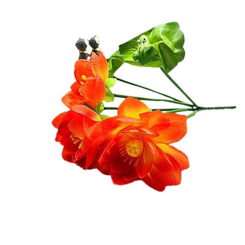 Flowers Elegant Three Lotus Artificial Bouquet For Wedding And Photoshoot