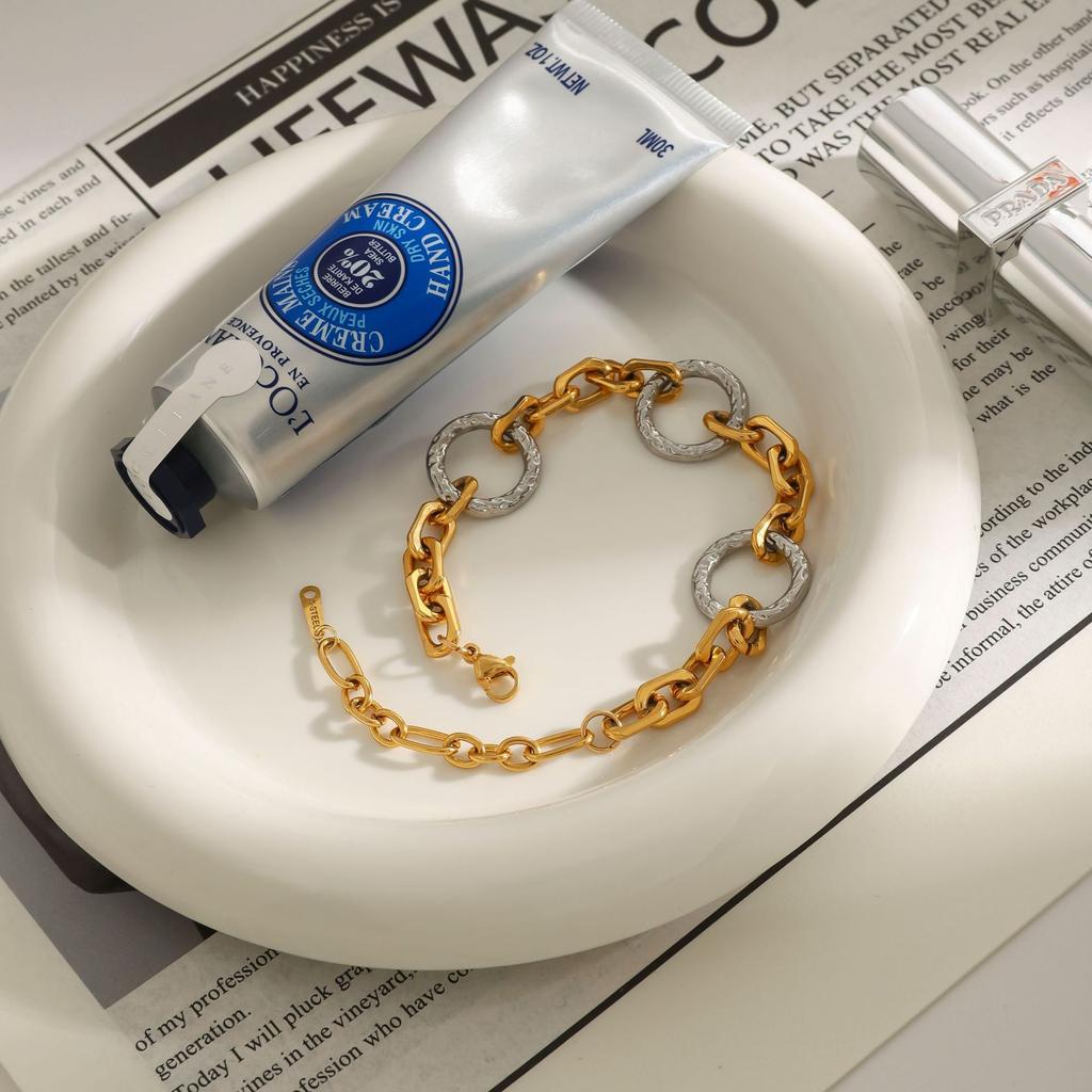 Jiedin Europe and the United States 18k color matching titanium steel bracelet jewelry does not fade hand jewelry stainless steel