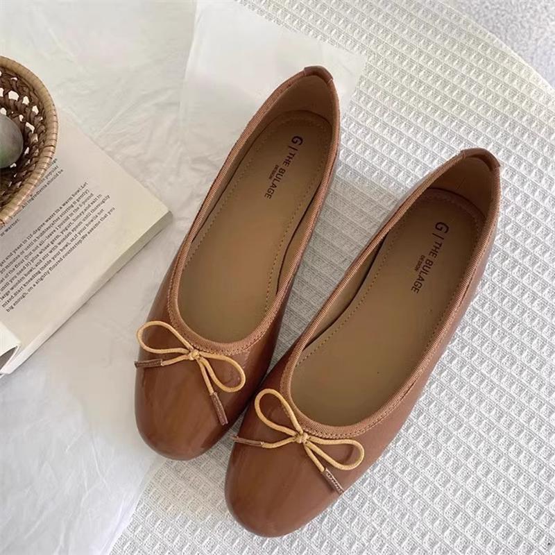 Fashion SUOJIALUN Spring New Women Flat Shoes Fashion Round Toe Shallow Slip On Ladies Elegant Ballerina Shoes Soft Flat Heel Ballet Sho