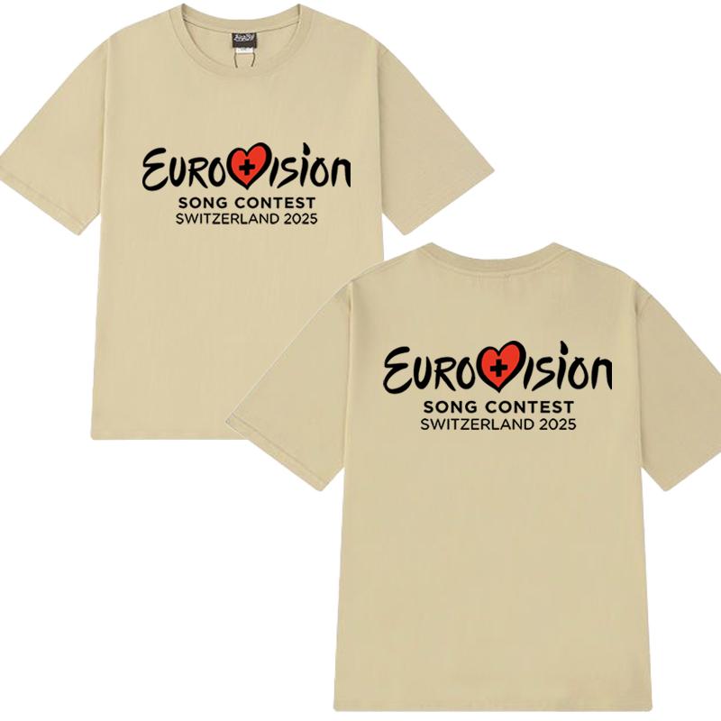 Ny i Eurovision 2025 T-shirt Eurovision Song tryckt T-shirt Män Kvinnor Mode Y2k kortärmade T-shirts Unisex Bomullstoppar