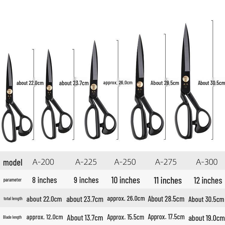 9-12 Inch Sewing Scissors: Manganese Steel, Soft Handle, for Household and Industrial Use