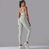 European and American seamless knitted solid color beautiful back high elastic tight yoga suit set running fitness suit two-piece set women
