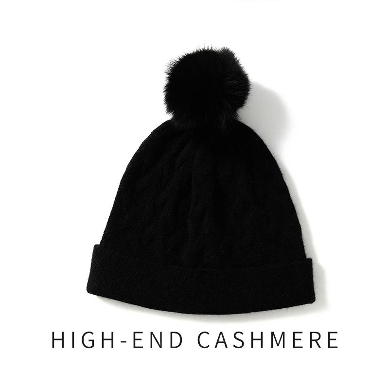 

Cashmere Autumn and Winter New Women s Clothing Versatile Fur Ball Ear Protection Cable Maternity Confinement Hat Knitted Warm Hat One Size