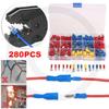 280Pcs Insulated Cable Connector Ring Lugs Rolled Terminals Assorted Kit Assorted Female Male Wire Crimp Spade Butt Ring Fork
