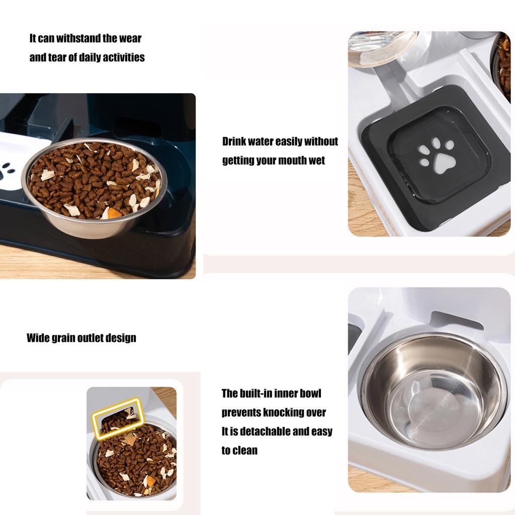 Large Capacity Food Feeder 2in1 Water Dispenser and Food Bowl Small Dog Cats Automatic Feeder for Daily Watering Feeding