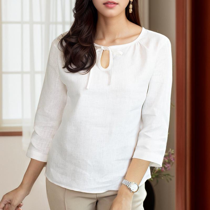 

ZANZEA Женская повседневная однотонная свободная блузка с круглым вырезом и рукавом 3/4