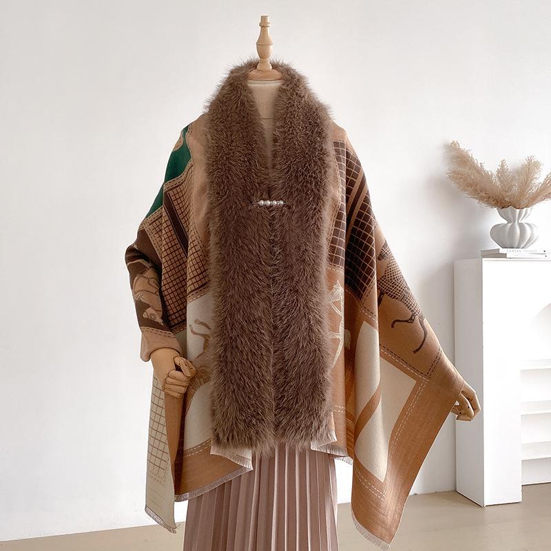 Two-Sides  Shawls Female Designer Women Winter Scarf Pashmina Flower Bufandas Foulard Warm Hijab Wraps Travel Stoles