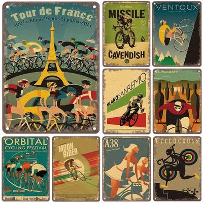 Insegna in Metallo Tour De France Ciclismo Decorazione da Parete Placca Poster Vintage Pittura su Ferro per Man Cave Casa Caffè Giardino Club Bar