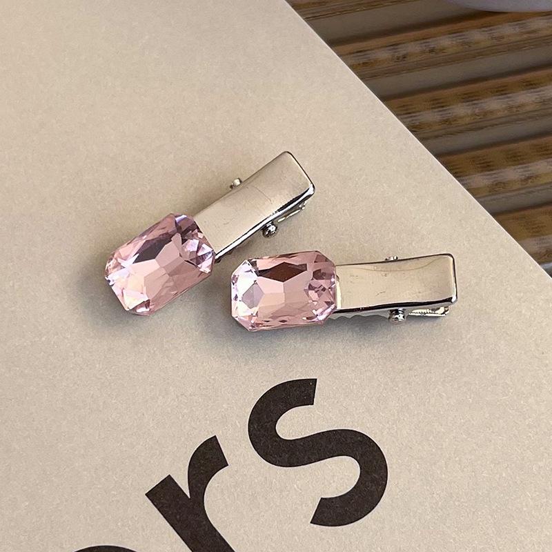 

Розовая заколка для волос с сердечком из стразов - Корейский стиль, трендовая атмосфера, милая и крутая металлическая заколка для волос