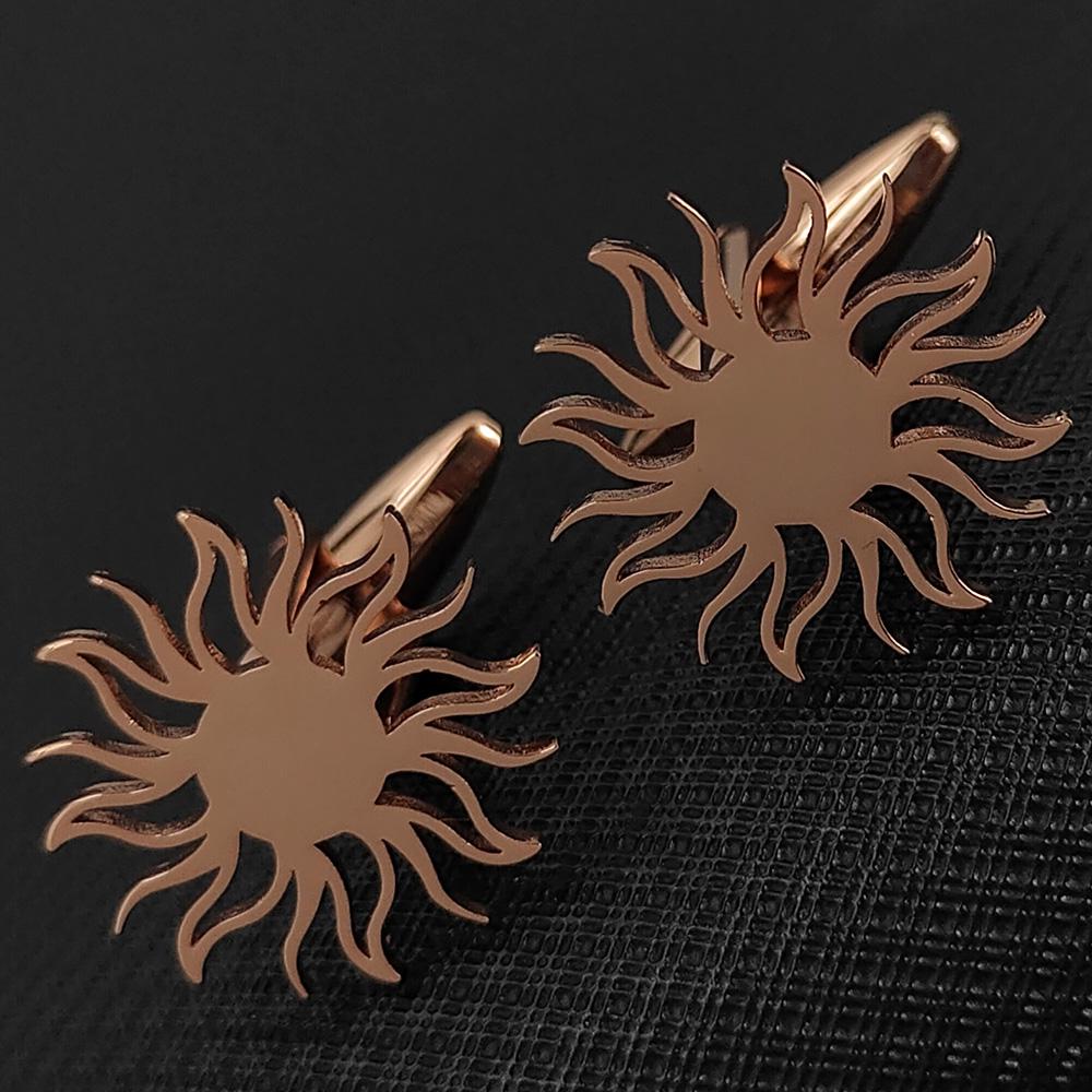Men's Cufflinks Gold Color Sunflower Shirt Cuff Link Buttons Fashion Stainless Steel Jewelry Accessories Groomsman Wedding Gifts