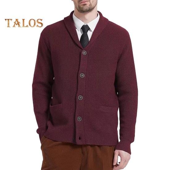 Men's Wool Blend Coat Shawl Collar Sweater Cardigan with Pockets Soft Warm Knitwear Winter Jacket for Work Parties And Sports