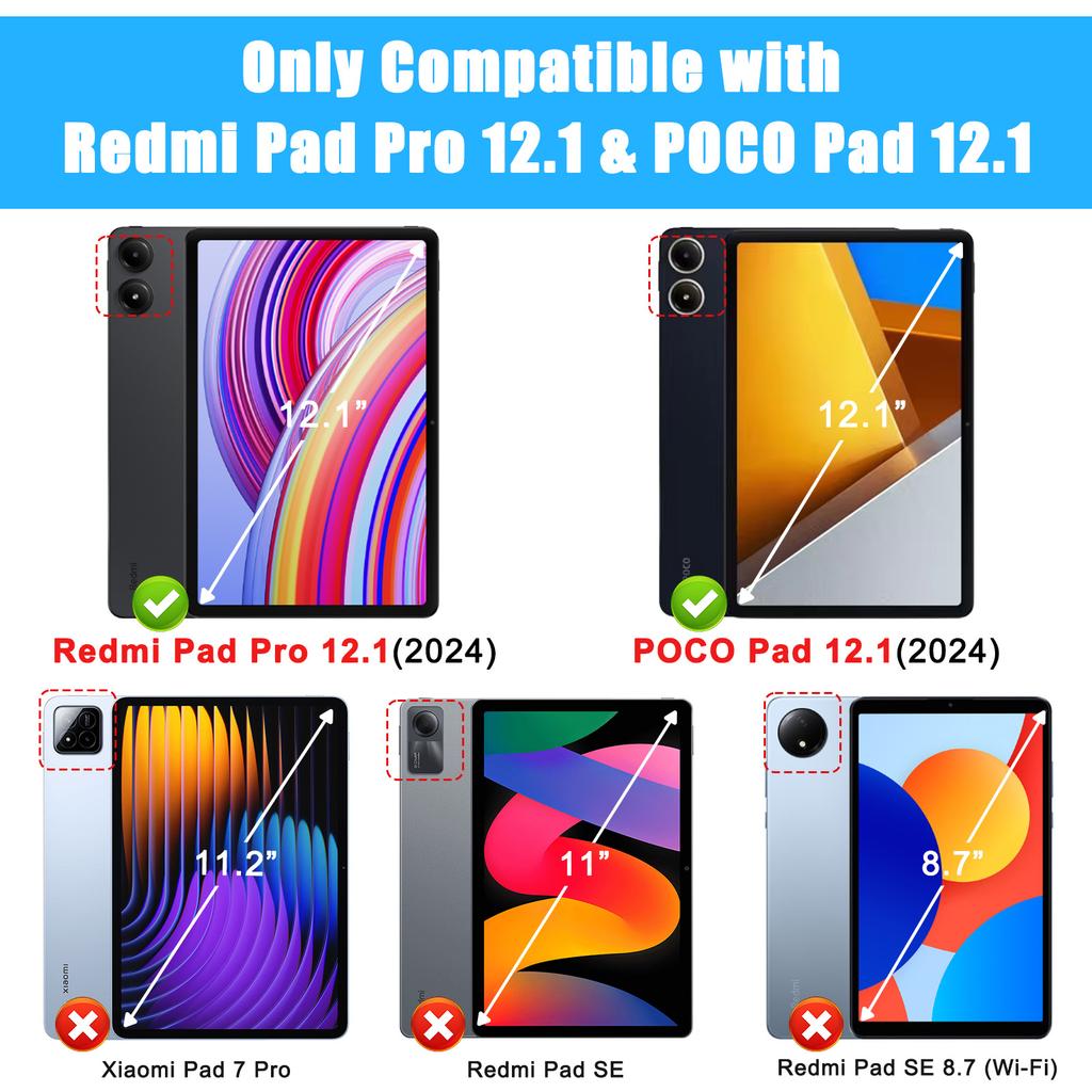 Rugged Soft Silicone Tablet Case for Xiaomi Redmi Pad 2 Pro 12.1 Inch Built In Kickstand Shockproof Kids Cover