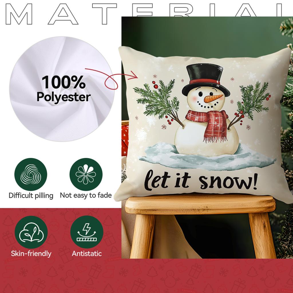 Vintage Christmas Snowman Pillowcase Bedroom Sofa Cushion Cover 100% Polyester Living Room Cushion Pillowcase Home Decor