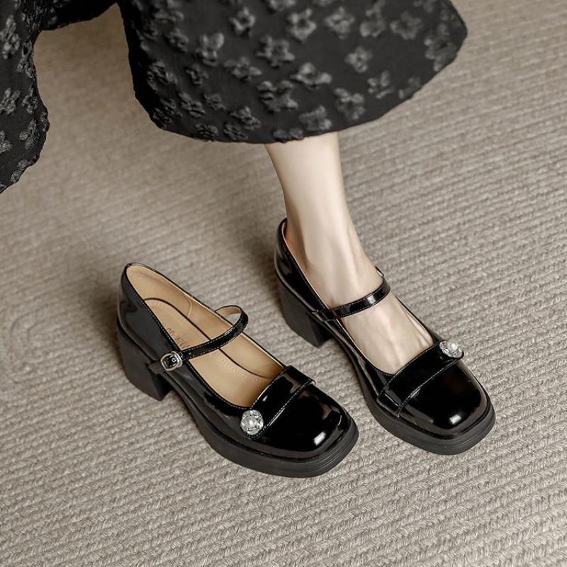 Fashion Ladies Pumps Platform High Heel Square Toe Women's Mary Jane Shoes Spring and Autumn Korean Style On Offer Chic Elegant Footwear