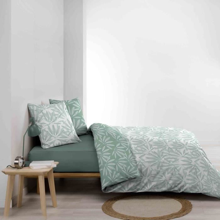 Housse de couette - Mallia - Sauge - 220 x 240 cm - 100% Coton - 2 Taies 63 x 63 cm
