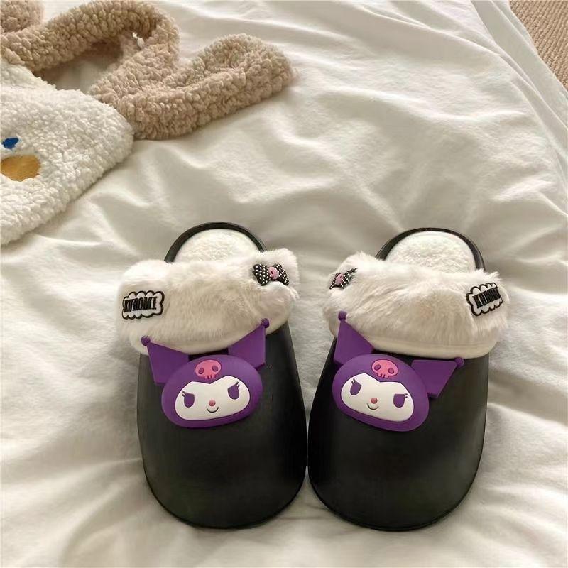 Cotton Slippers Female Winter Couple Home Half Pack Thick-soled Non-slip Warm Confinement Shoes Indoor Wool Slippers Removable