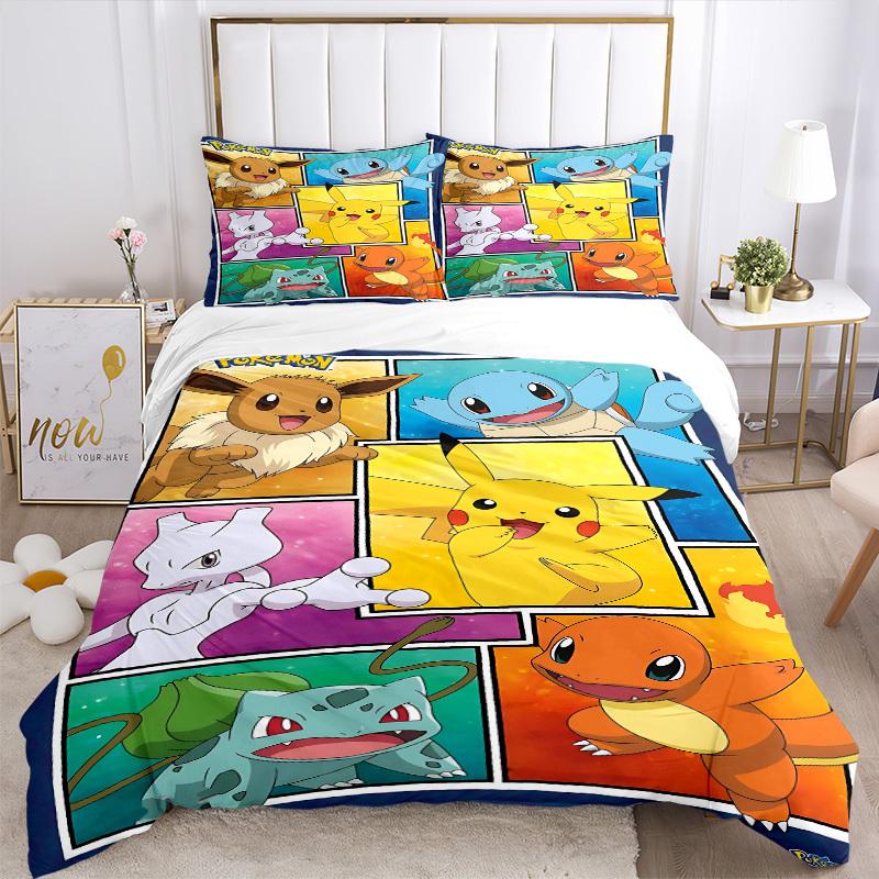3pcs Pokemon Bedding Set: Perfect for Bedroom or Guest Room. Soft and Comfortable with No Core Included Yy251009235