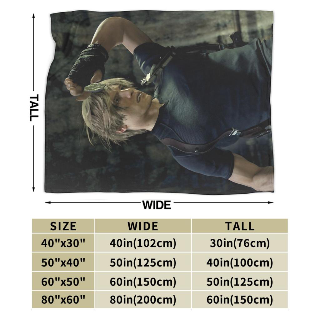 Leon Kennedy Resident 4 Remake Blankets Fleece Video Game Eviled Super Warm Throw Blankets for Bedroom Sofa Bed Rug