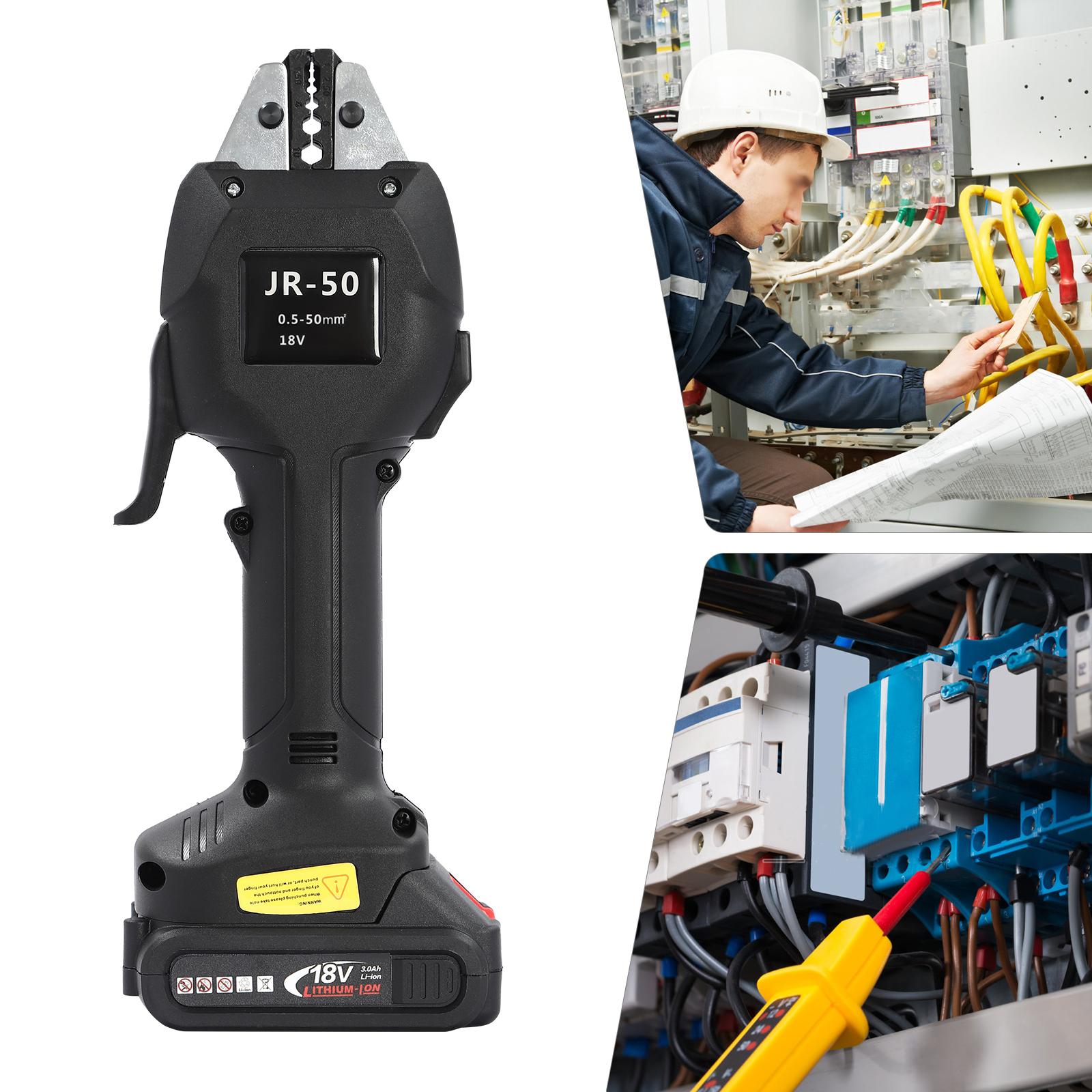 

Электрические клещи для обжима из легированной стали, черные, инструмент для обжима клемм, проводной и аккумуляторный, для электроэнергетической промышленности чёрный