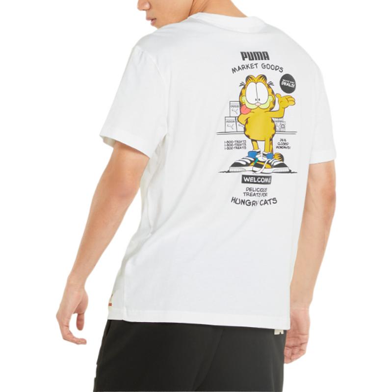 Puma Garfield Cartoon Logo Print Short Sleeve T-Shirt Men Tops White 534433-02