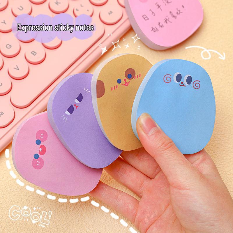 Adhesive Cute Expression Sticky Notes – Cartoon Memo Pads for Students