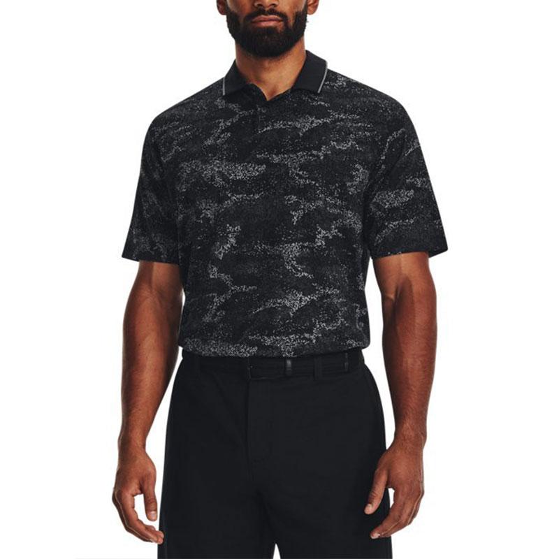 Under Armour Iso Chill Polo Shirts Men's Black Polo Collar Moderate Straight Fit 1377365-001