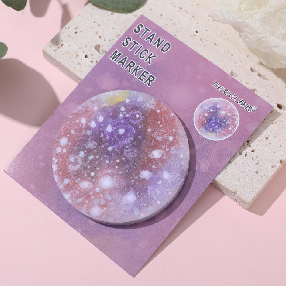 1 Piece Adhesive Cute Round Planet Notes Notepad Memo Pad Office School Supplies Stationery