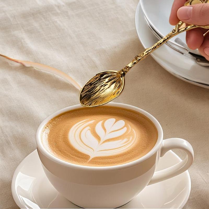 Cucchiaino da Caffè in Metallo Retrò Forma di Libellula Rami Foglie Cucchiaino per Gelato Torta Dessert Mescolare Latte Gadget da Cucina Stoviglie