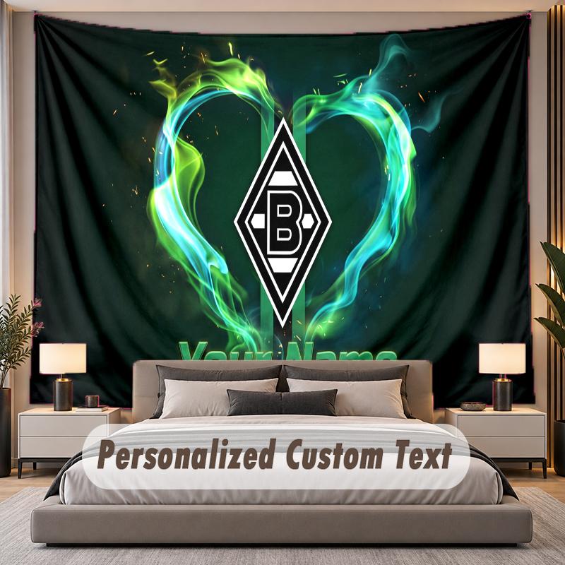 Custom Name Text Tapestry Borussia Mönchengladbach Personalized Polyester Wall Tapestry For Bedroom And Room