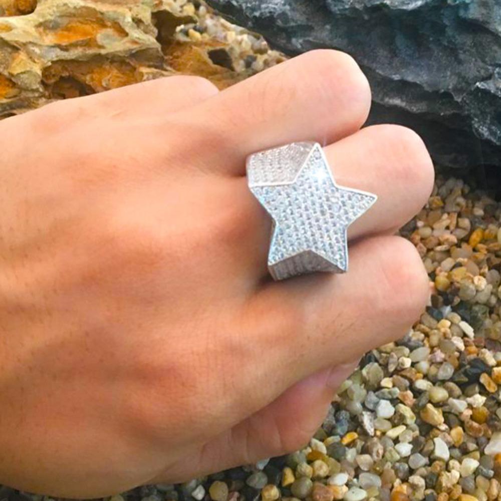 THE BLING KING Mode Stern Ringe Gold Silber Farbe Voll Eisig Zirkonia Hip Hop Ring Schmuck Für Männer Und Frauen Dropshipping