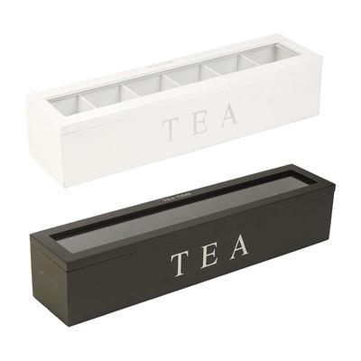 Nuova Scatola da Tè in Legno con Coperchio 6 Scomparti Stile Retrò Portaoggetti Organizzatore per Bustine di Tè e Caffè per Pensili da Cucina Cucina Domestica