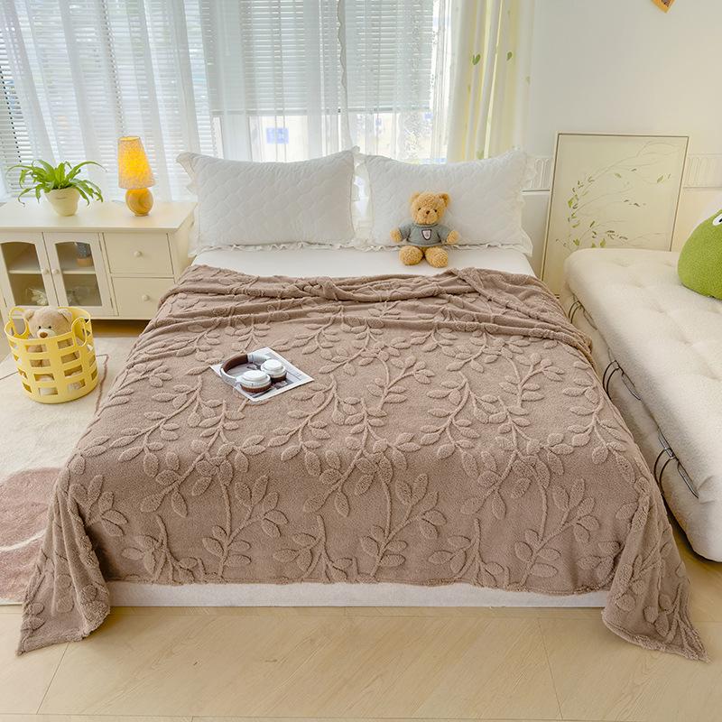 2024 New Fortune Tree Tafu Velvet Solid Color Jacquard Multifunctional Blanket Nap Office Blanket