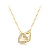 WOSTU 925 Sterling Silver Connected Heart Couple Heart Pendant Necklace for Girlfriend Jewelry Valentine Day Gift CQN181