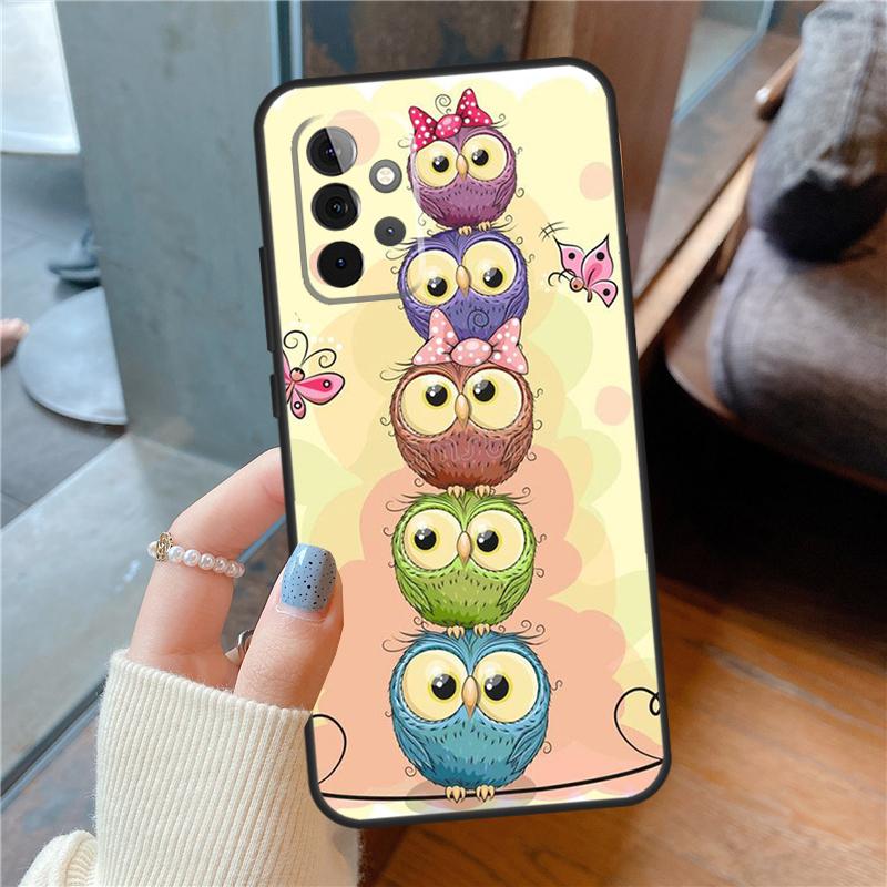 Cute Cartoon Owl Case For Samsung Galaxy A15 A52 A53 A33 A13 A34 A54 A14 A35 A55 A56 A36 A26 A16 A06 A22 A32
