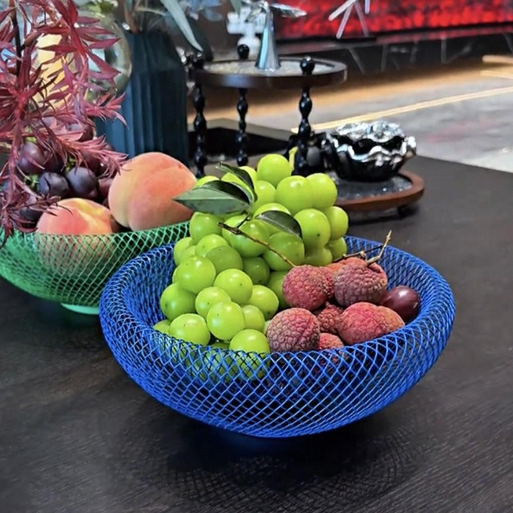 Handgefertigter Doppelschicht-Obstkorb Nordischer Stil Metall-Obstschale Maschen-Aufbewahrungstablett Küche