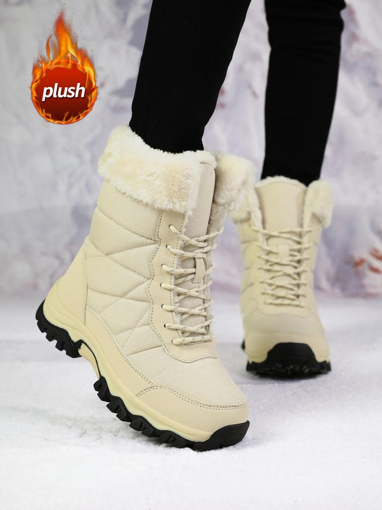 Winter Oversized Versatile High Top Cotton Shoes Thick Sole Waterproof Snow Boots Women's Plush and Warm Thickened Women's Shoes