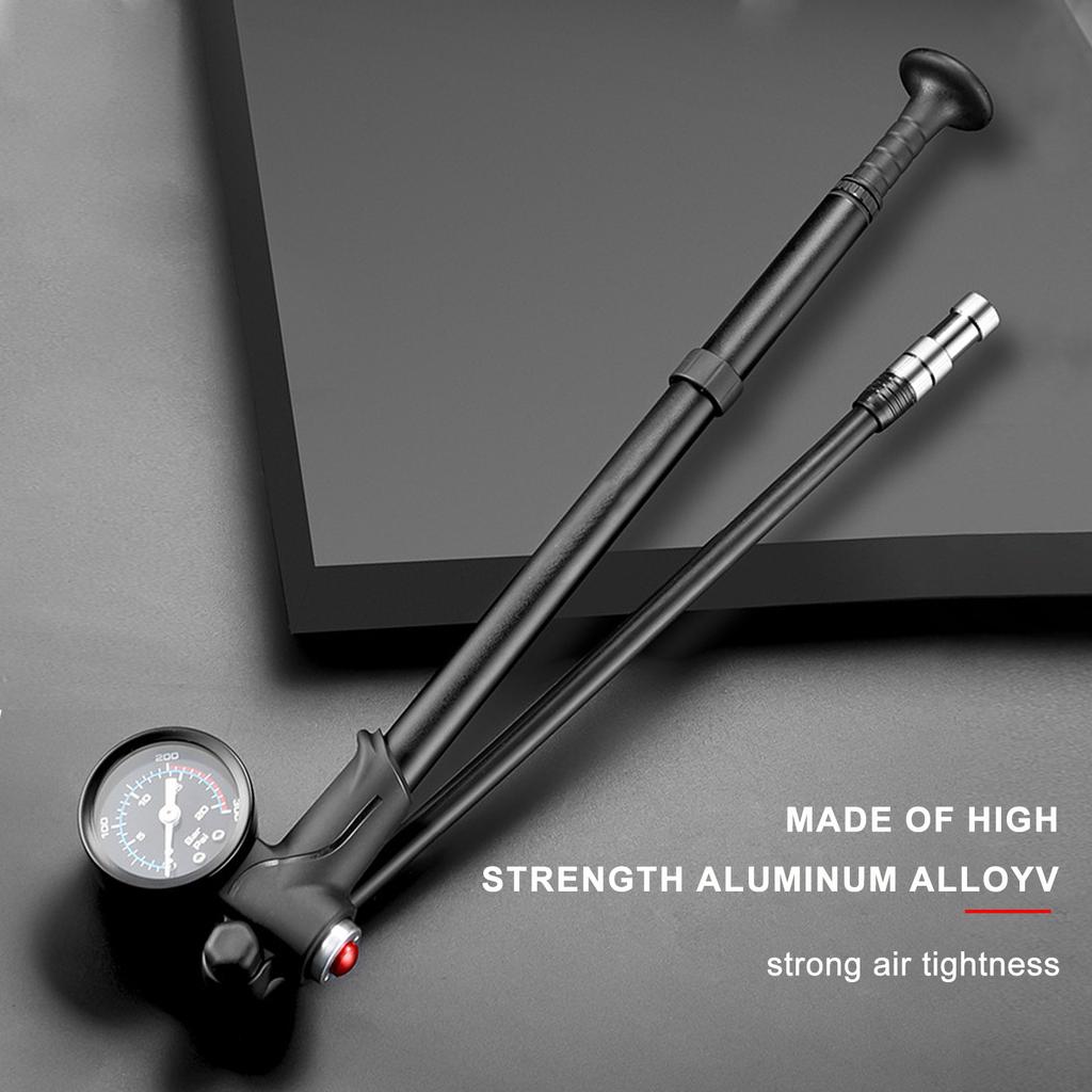 High Pressure Shock Pump for Road Mountain Bike 300PSI Air Pump with Gauge for Front Fork and Rear Suspension Small Pump