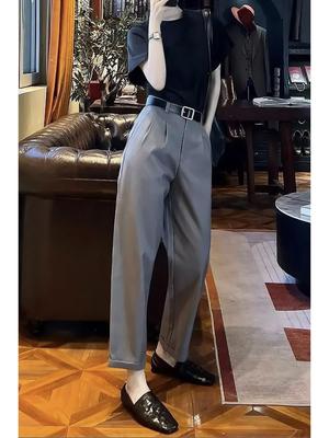Women's High Waist Slimming Cigarette Pants – Spring/Autumn 2026 Straight Leg Harem Style