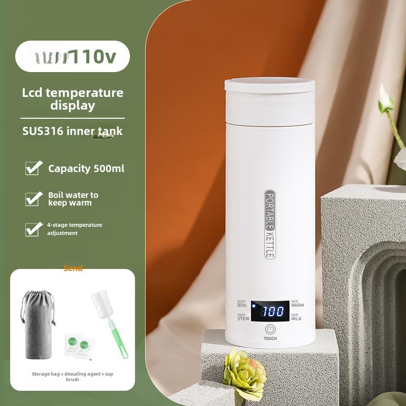 Mini Portable Electric Kettle with Thermostat - 110V US Standard, Ideal for Travel and Office