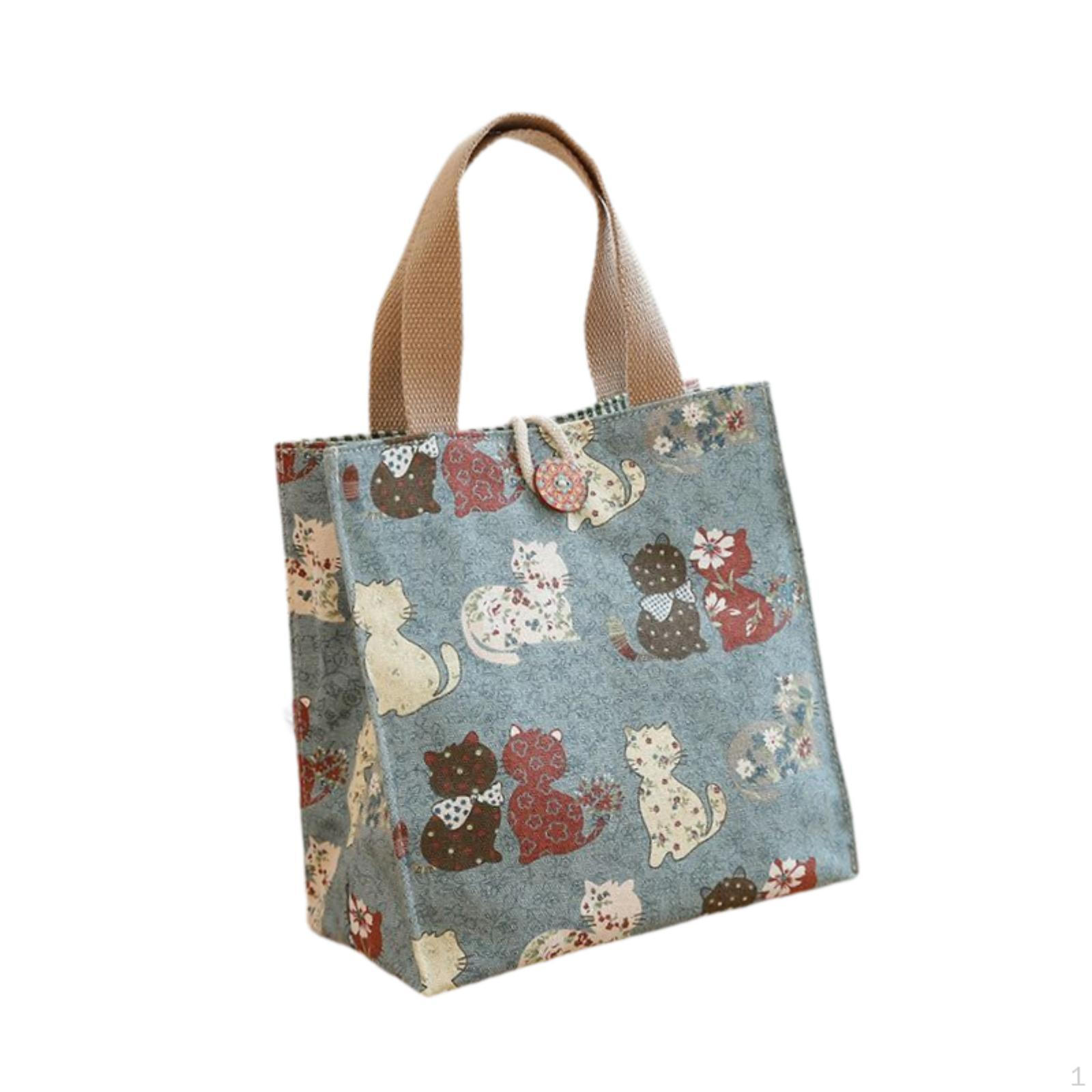 

Холщовая сумка-тоут, модная, симпатичная, сумка для обеда, для кемпинга, путешествий на открытом воздухе Green Cat